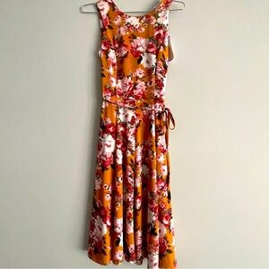 XS yellow and pink floral dresss